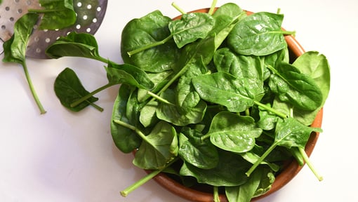 huge heaping helping of nutrient dense spinach on a plate.